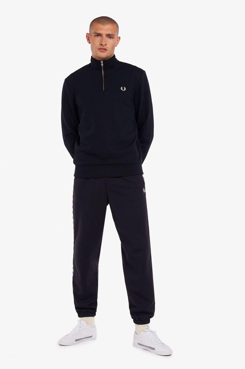 Navy Fred Perry Half Zip Men's Sweatshirts | PH 1585JPQJ